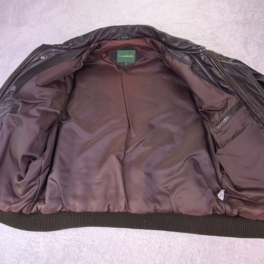 Vintage Hill & Archer Black Bomber Soft Leather Jacket Mens Large (44) Full Zip - Picture 9 of 11